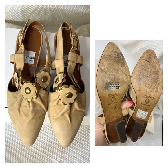RARE Vintage André Courrèges starategia mule sling backs sandals size 36  5 USA - Picture 9 of 10
